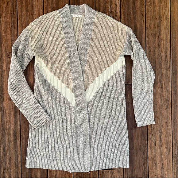 Maurices Open Front Longline Sweater Knit Neutral Small Grey Beige Cardigan - Picture 12 of 12